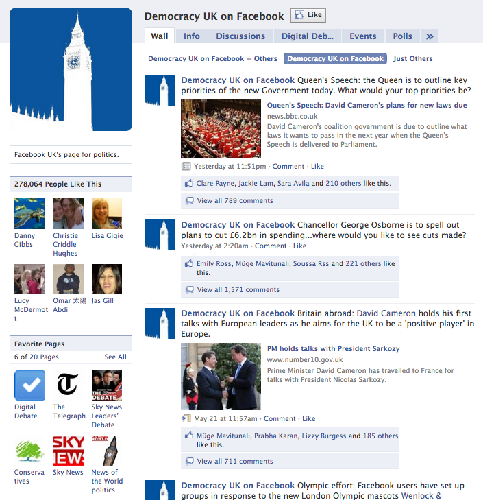 Facebook UK elections page (2010)